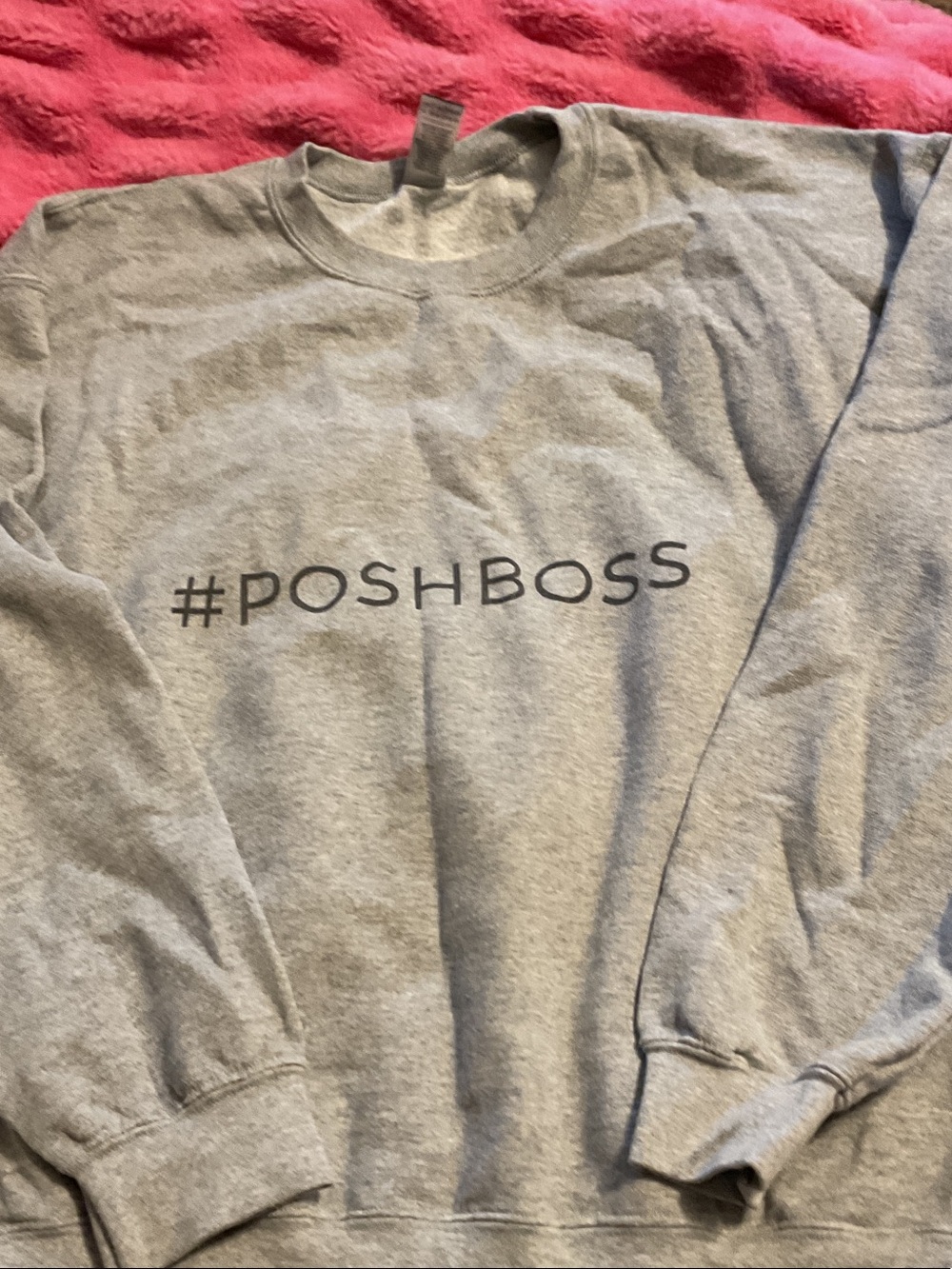 Gildan Gray #POSHBOSS Crewneck Sweatshirt